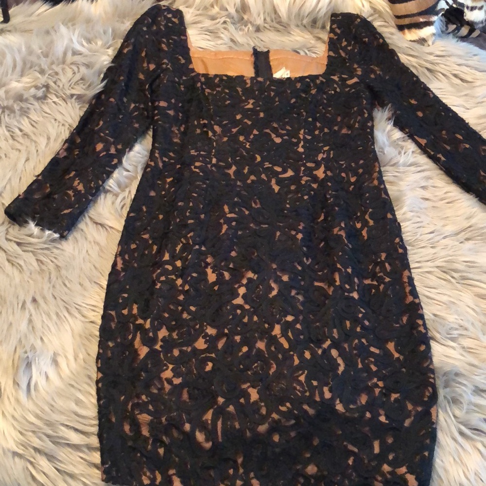 Carmen Marc Valvo black lace dress